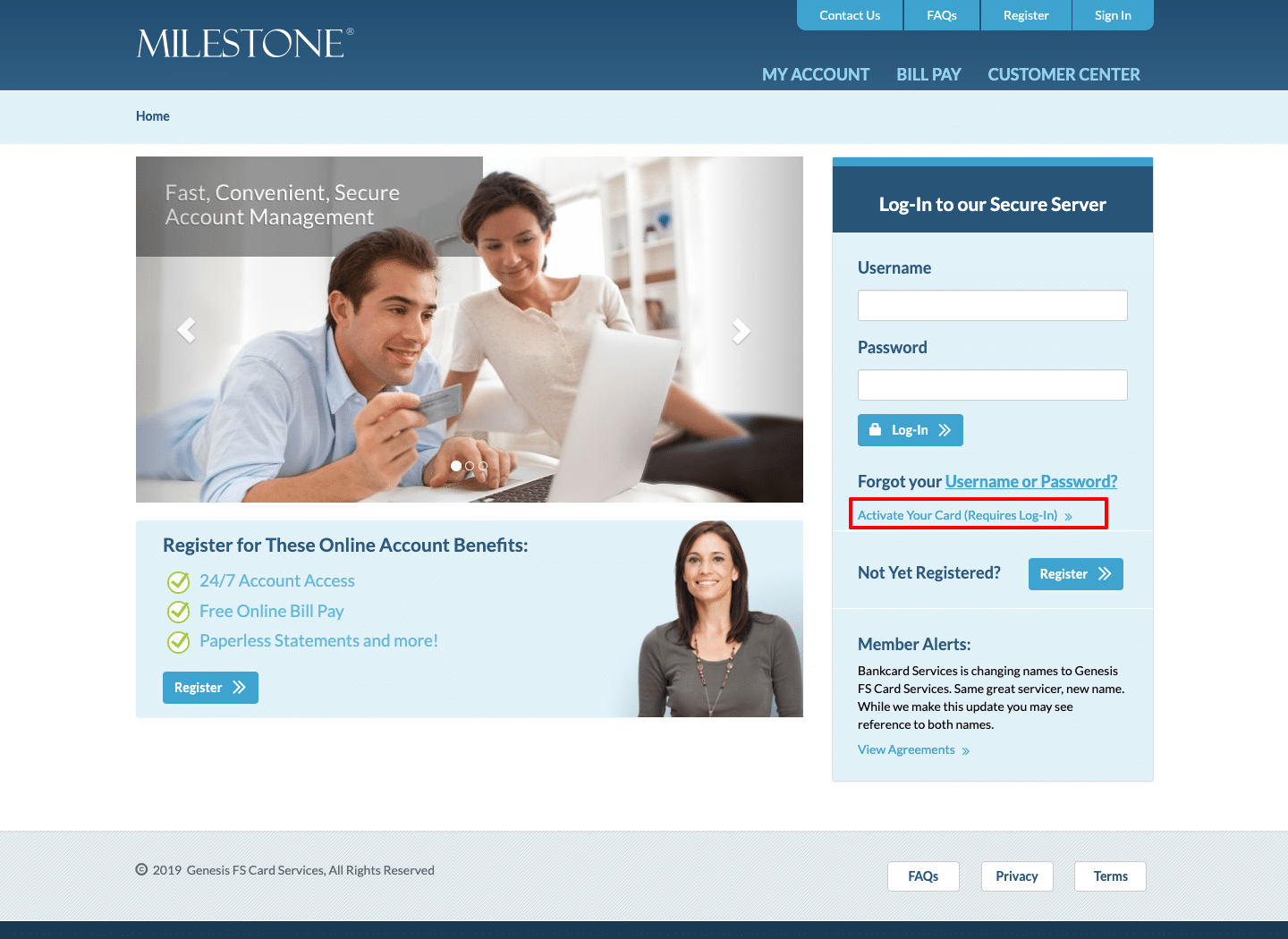 Milestone credit card forgot password