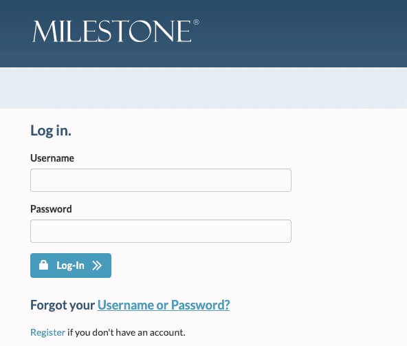 Milestone credit card login page